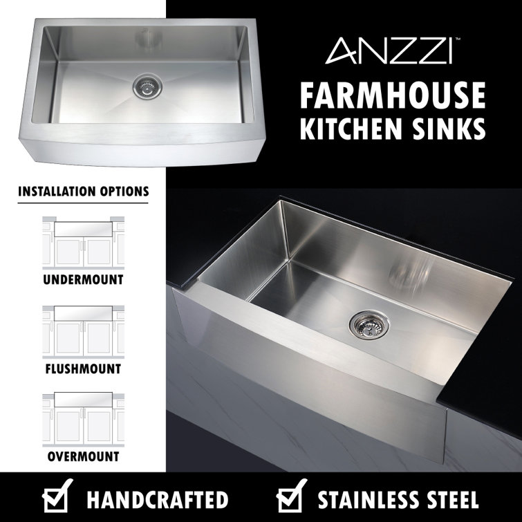 Elysian 36'' Stainless Steel Farmhouse Kitchen Sink