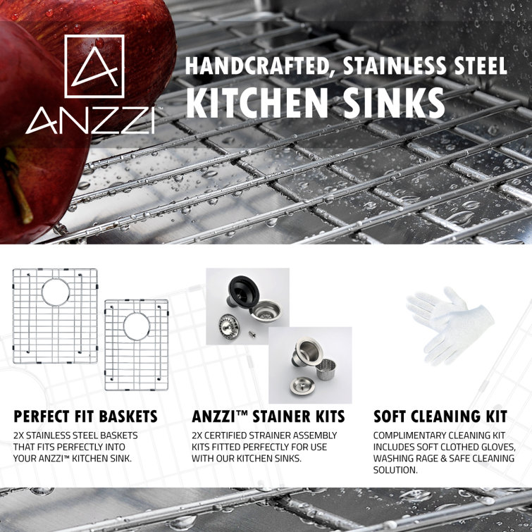 Elysian 36" Stainless Steel Farmhouse Double Bowl Kitchen Sink