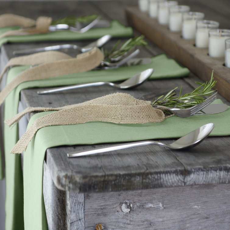 Green Linen Box-Shaped Table Tissue Set of Four