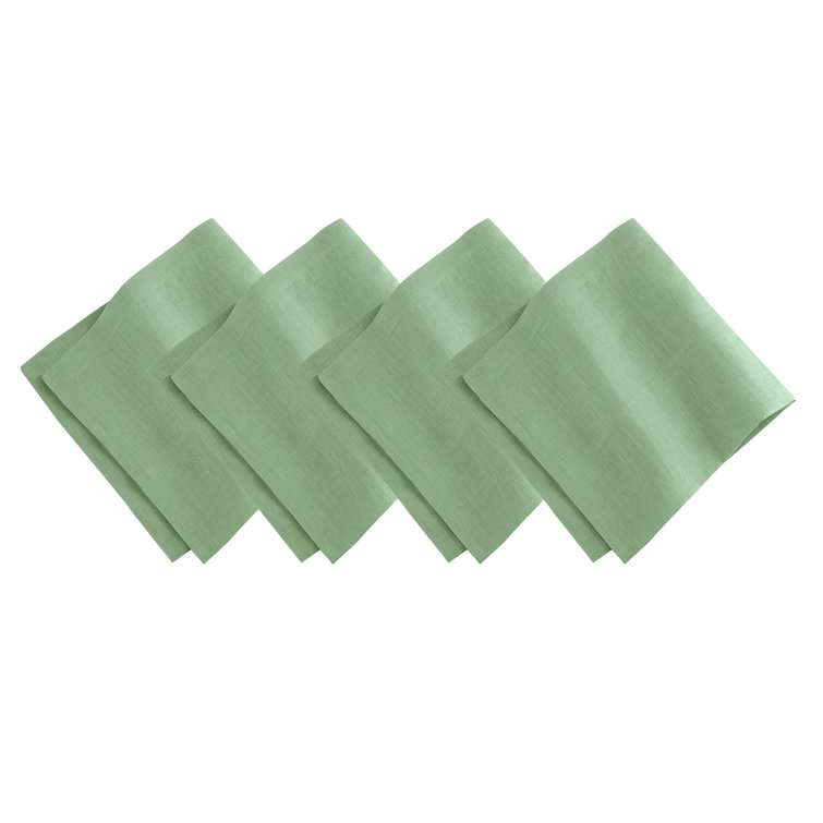 Green Linen Box-Shaped Table Tissue Set of Four