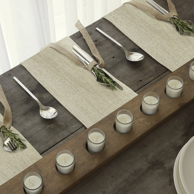Ivory Gold Linen Napkin Set of Four with Mitered Hem