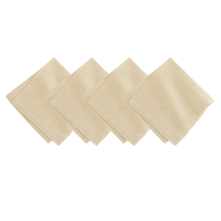 Ivory Gold Linen Napkin Set of Four with Mitered Hem