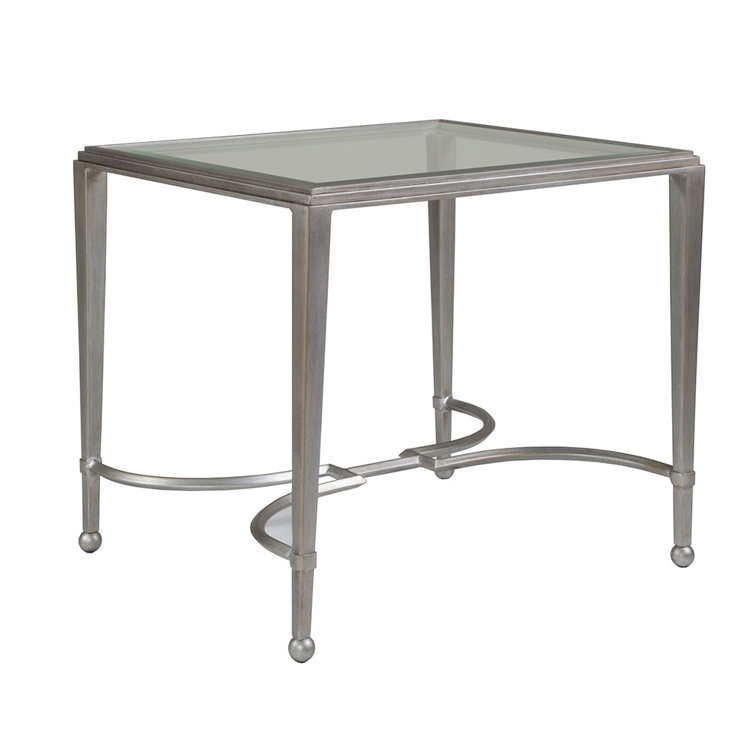 Argento Silver Metal and Glass Rectangular End Table