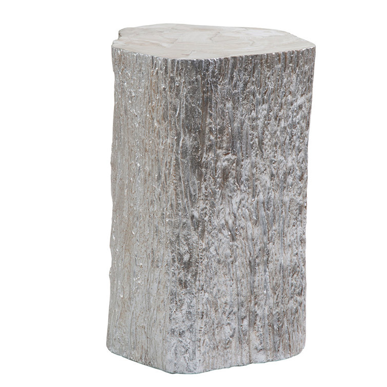 Silver Leaf Fossilized Clam Shell Accent Table with Storage