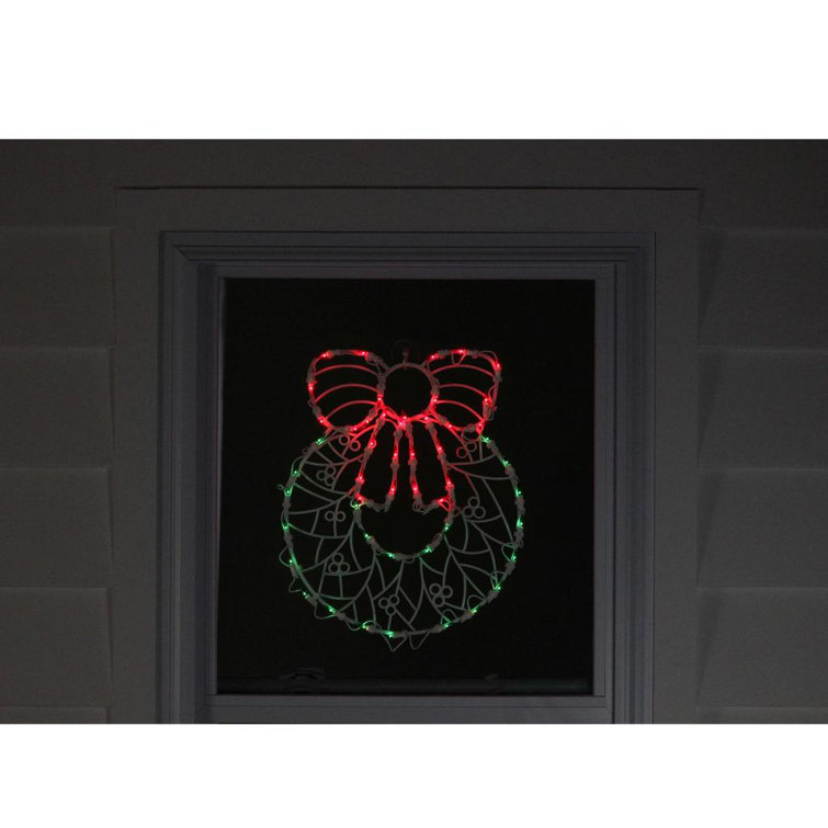 16" Lighted Christmas Wreath Window Silhouette Decoration