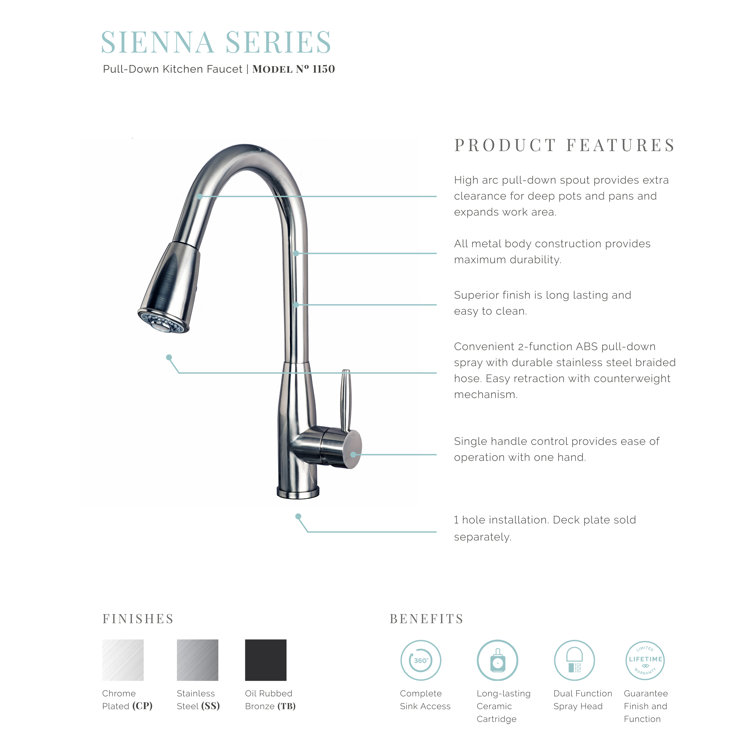16-Inch Chrome Single Handle Pull-Down Kitchen Faucet with Soap Dispenser