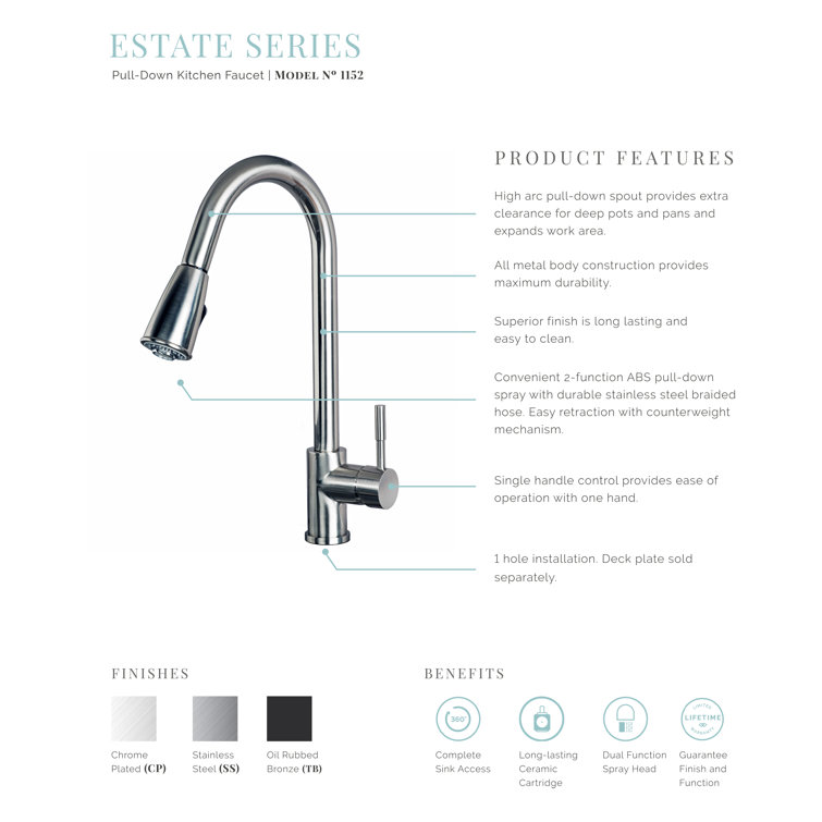 Chrome High Arc Pull-Down Kitchen Faucet with Soap Dispenser