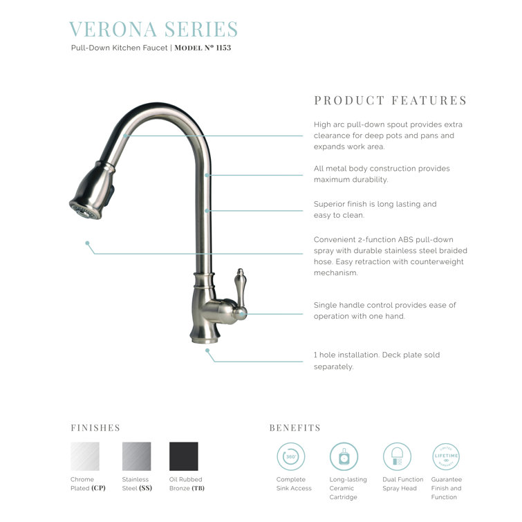 Oil Rubbed Bronze Single Handle Pull Down Kitchen Faucet