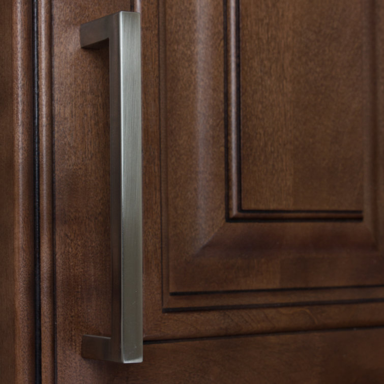 5 in. Satin Nickel Modern Square Cabinet Bar Pulls (10-Pack)