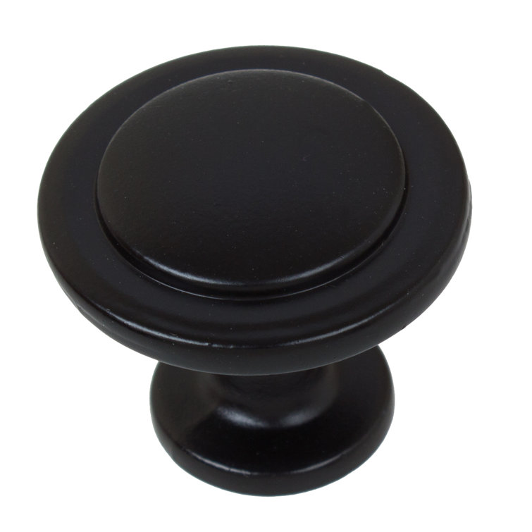 Matte Black Round Zinc Alloy Cabinet Knob with Mounting Hardware