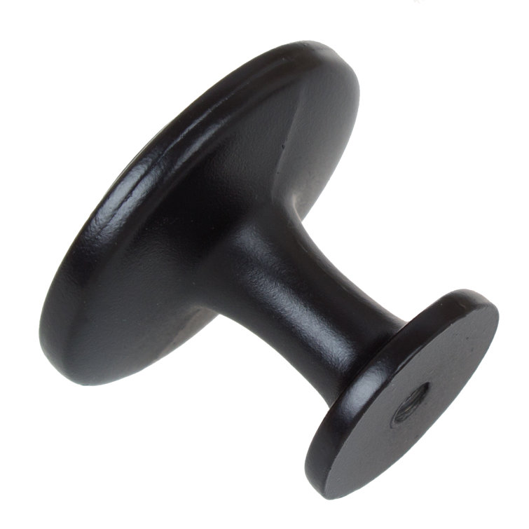 Matte Black Round Zinc Alloy Cabinet Knob with Mounting Hardware