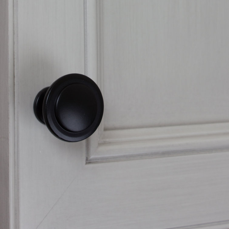 Matte Black Round Zinc Alloy Cabinet Knob with Mounting Hardware