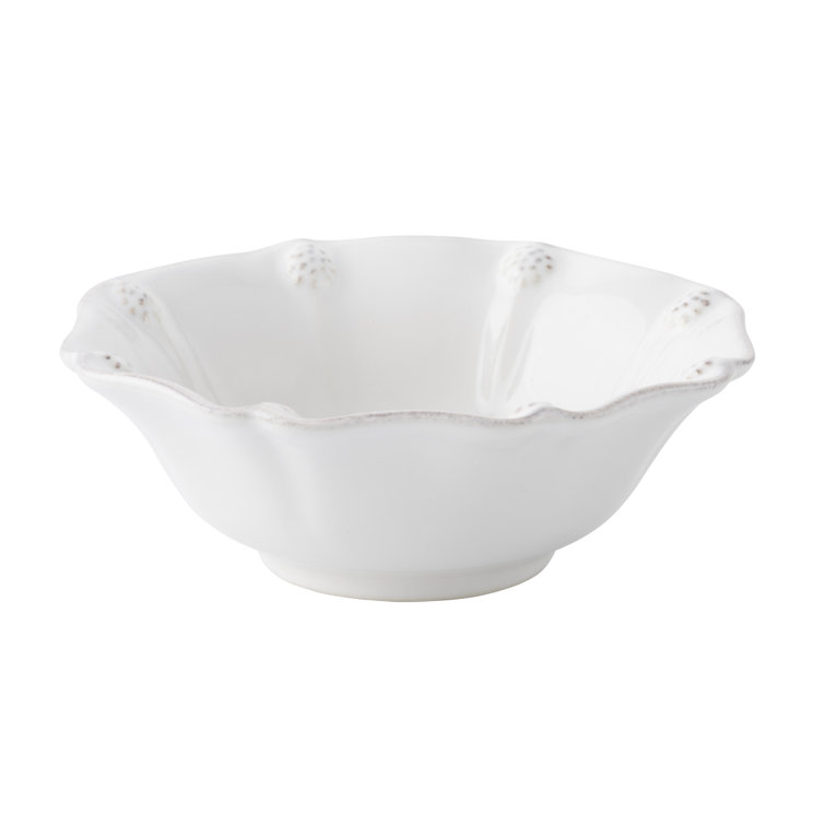 Whitewash Ceramic Berry Bowl with Scalloped Edge - 11oz