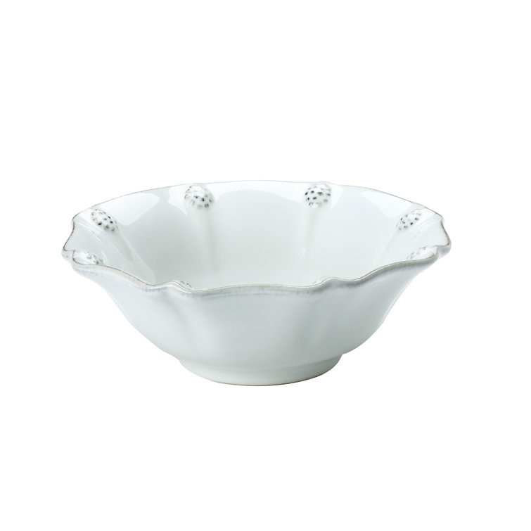 Whitewash Ceramic Berry Bowl with Scalloped Edge - 11oz