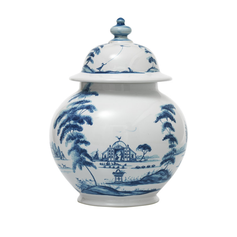 Delft Blue Ceramic 10" Lidded Ginger Jar