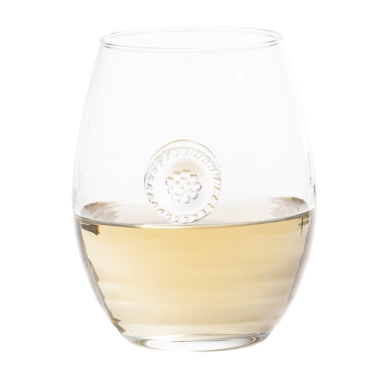 Clear Embossed Glass Stemless White Wine Glass
