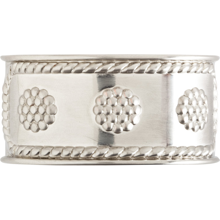 Luminous Silver Floral Motif Textured Napkin Rings