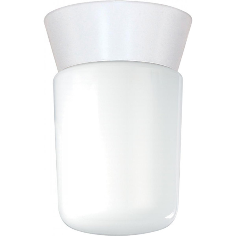 White Aluminum Outdoor Flush Mount Light with Glass Shade