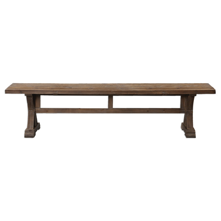 Stratford Salvaged Wood Trestle Dining Bench - Sun Faded Brown