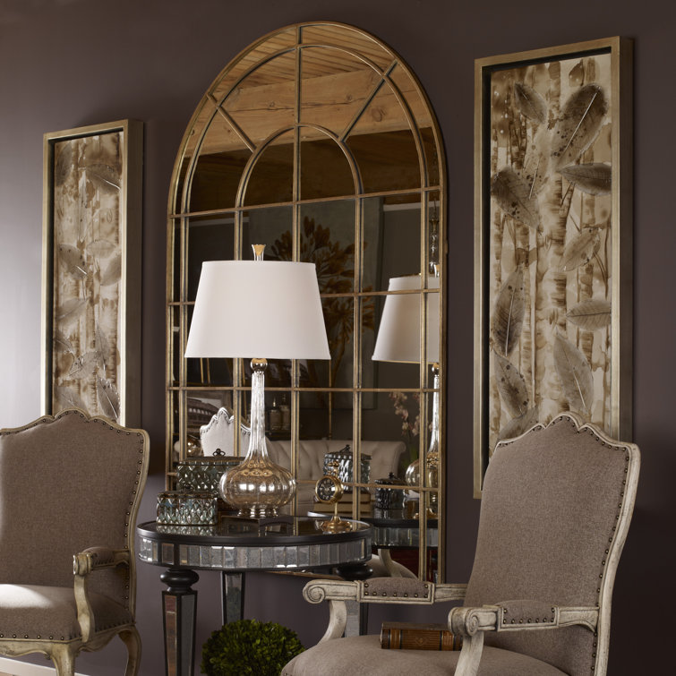 Antiqued Gold Arched Full Length Wall Mirror