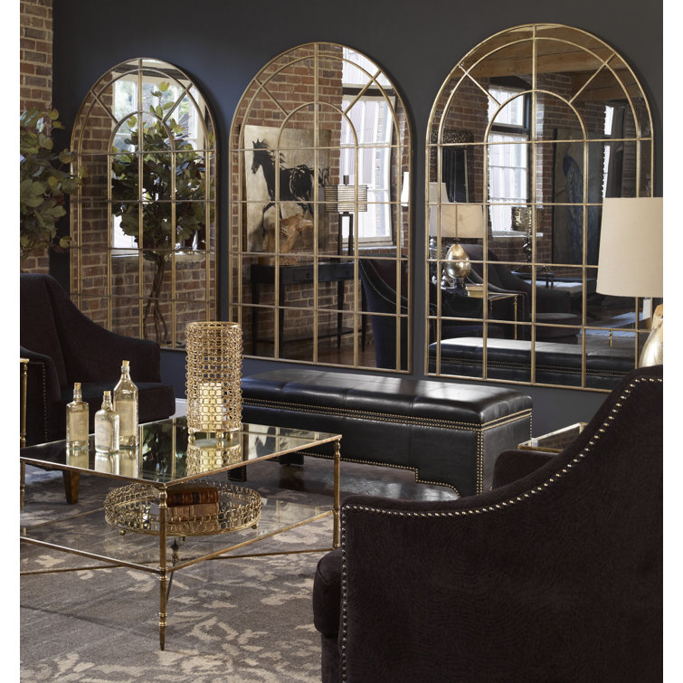 Antiqued Gold Arched Full Length Wall Mirror