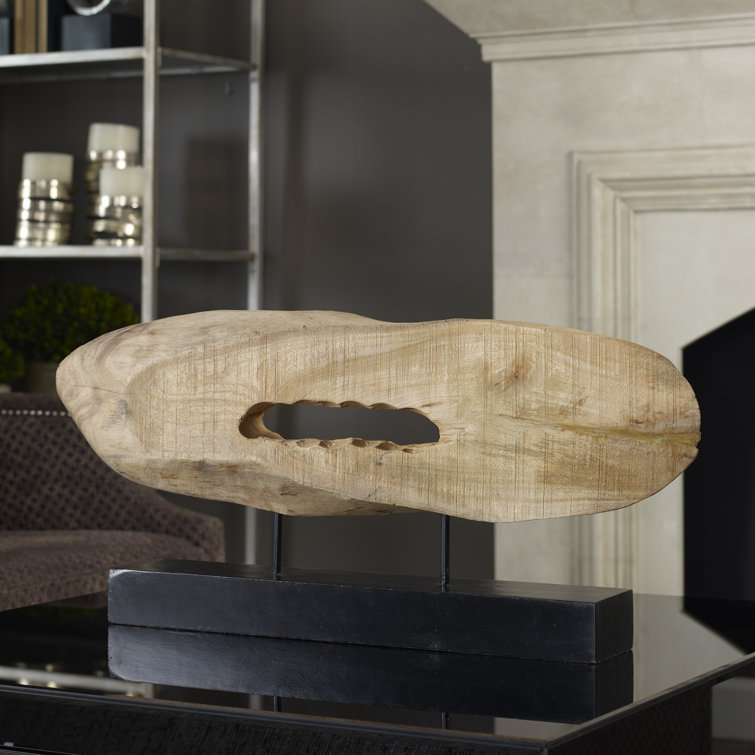 Natural Mango Wood and Iron Coastal Sculpture