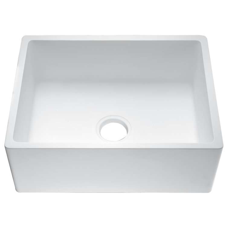 Matte White Stone Farmhouse Single Bowl Kitchen Sink