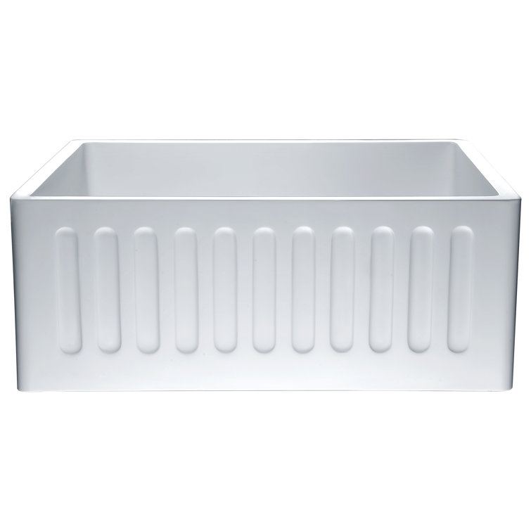 Glossy White Stone Single Bowl Farmhouse Kitchen Sink