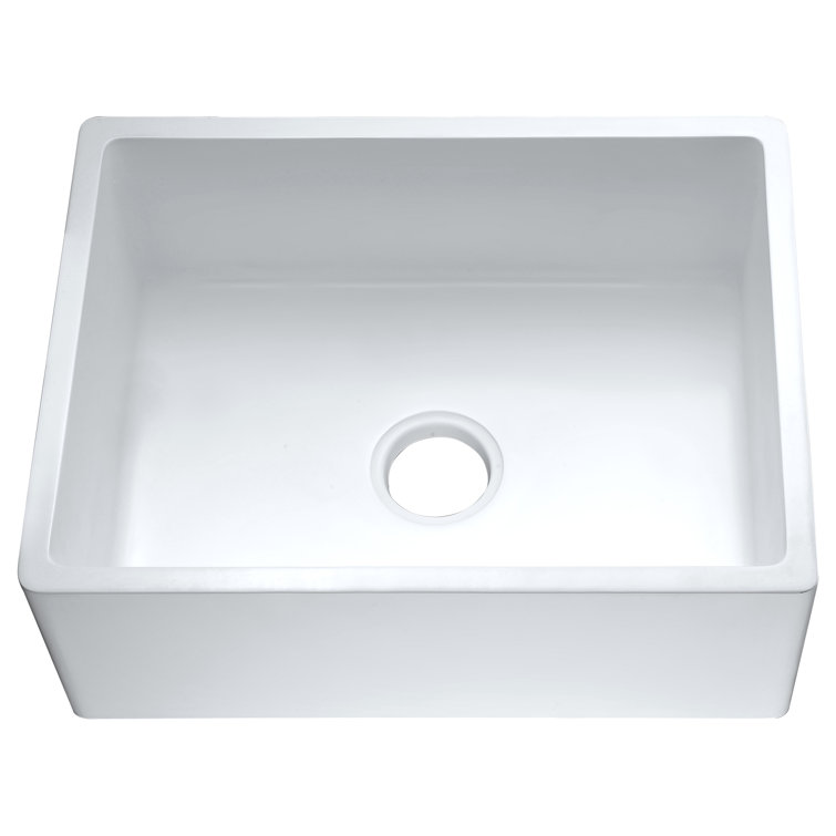 Glossy White Stone Single Bowl Farmhouse Kitchen Sink