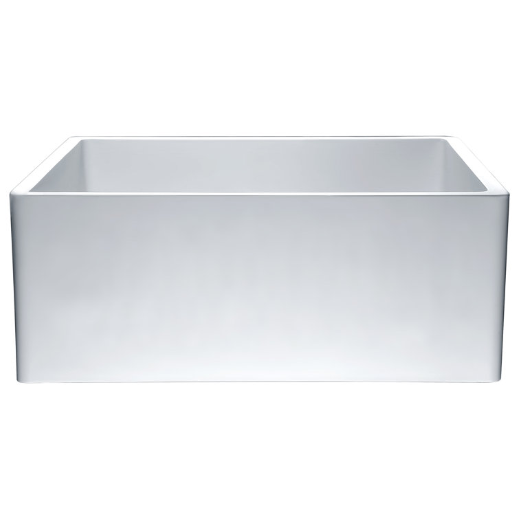 Glossy White Stone Single Bowl Farmhouse Kitchen Sink