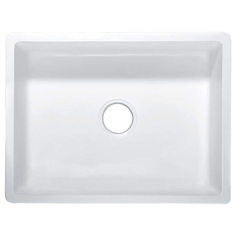 Glossy White Stone Single Bowl Farmhouse Kitchen Sink