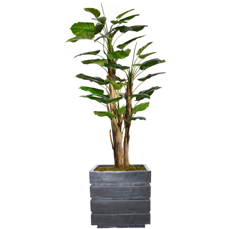 Tall Artificial Scindapsus Aureus Tree with Gray Planter