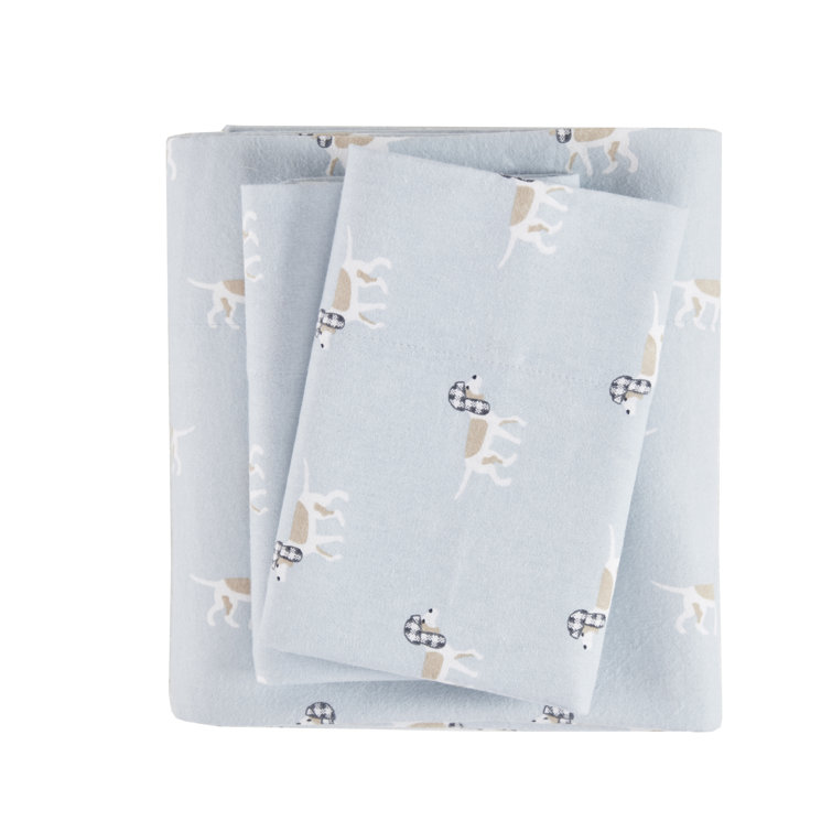 King Gray Cotton Flannel Animal Print Bedding Set
