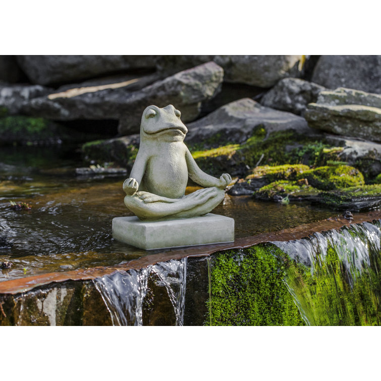 Mini Zen Frog Statue in English Moss Concrete Finish