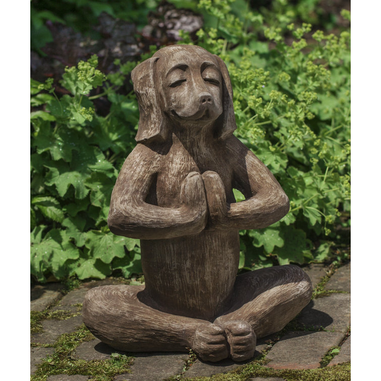 Copper Bronze Meditating Yoga Dog Garden Statue