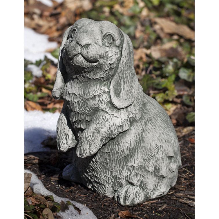 Gray Cast Stone Lop-Eared Bunny Garden Statue