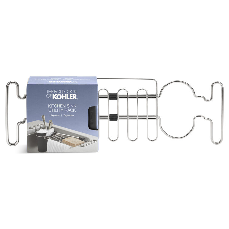 Charcoal Expandable Kitchen Sink Utility Rack with Soaking Cup