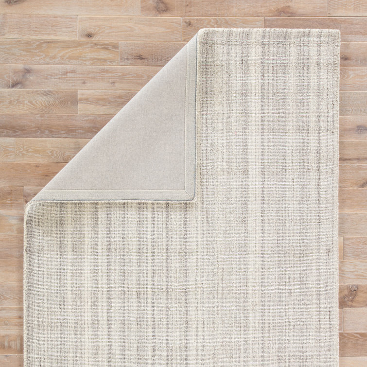 Sandshell Gray Hand Loomed Wool and Viscose Rug 9' x 13'