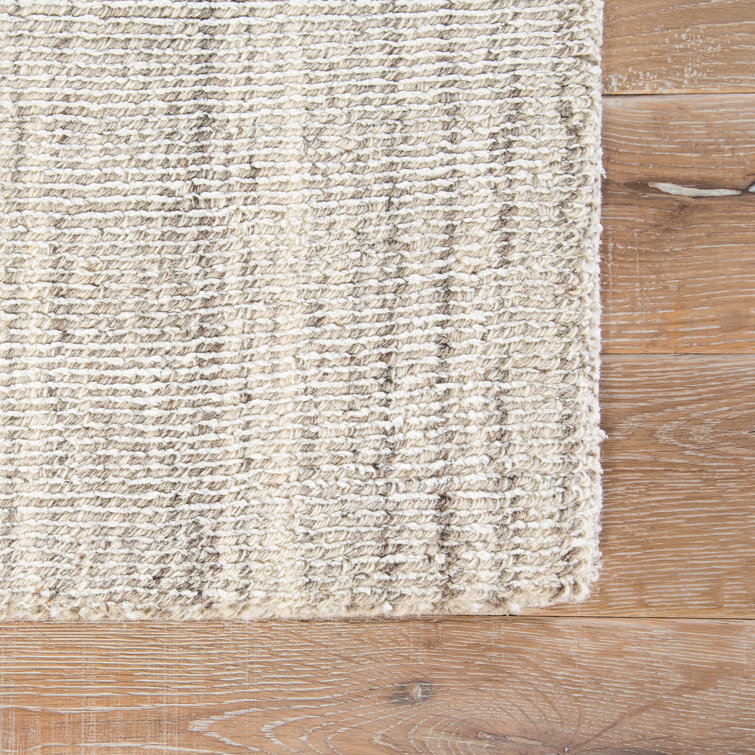 Sandshell Gray Hand Loomed Wool and Viscose Rug 9' x 13'