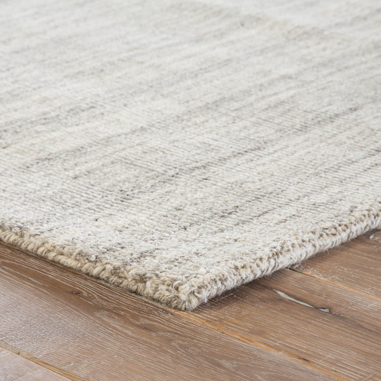 Sandshell Gray Hand Loomed Wool and Viscose Rug 9' x 13'