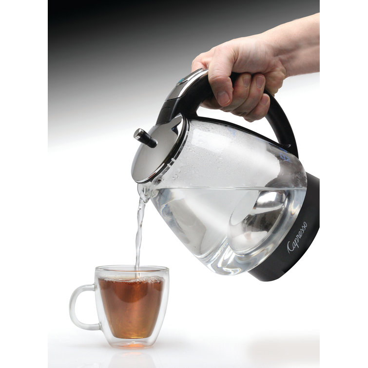 Capresso 48 oz Black and Chrome Glass Electric Kettle