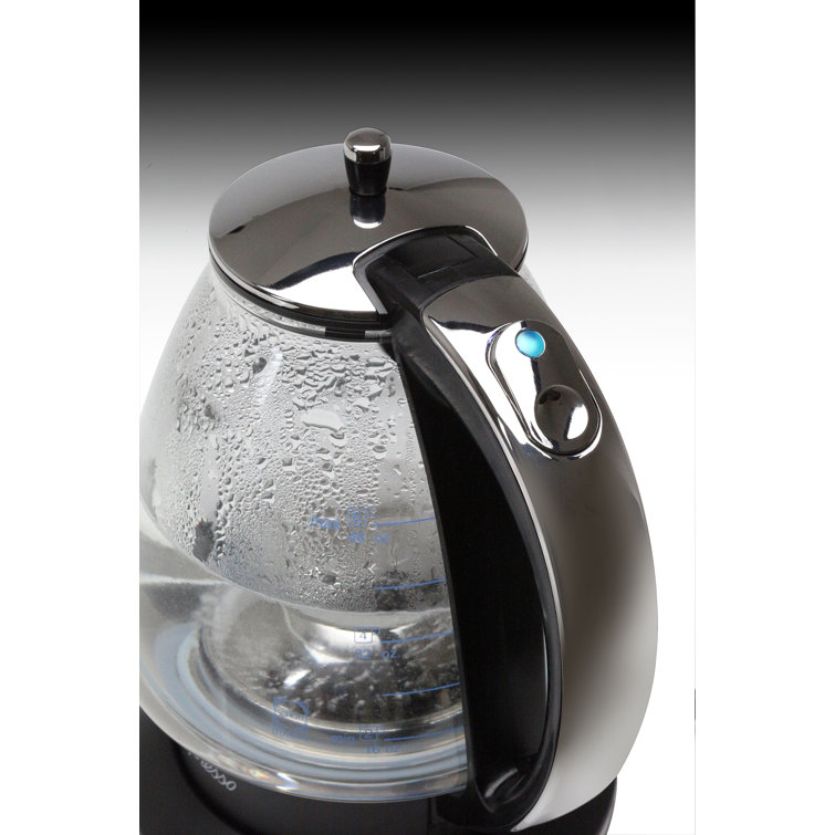 Capresso 48 oz Black and Chrome Glass Electric Kettle