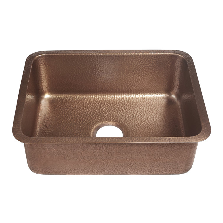 Handmade Antique Copper 23" Single Bowl Undermount Kitchen Sink