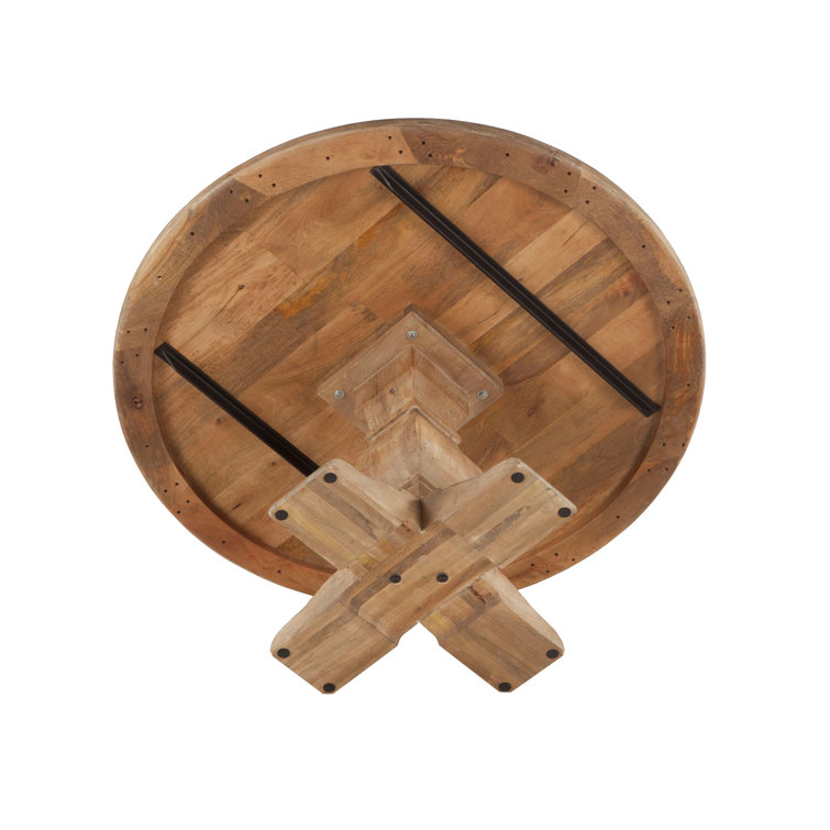 Candace 54" Reclaimed Mango Wood Round Dining Table in Antique Oak