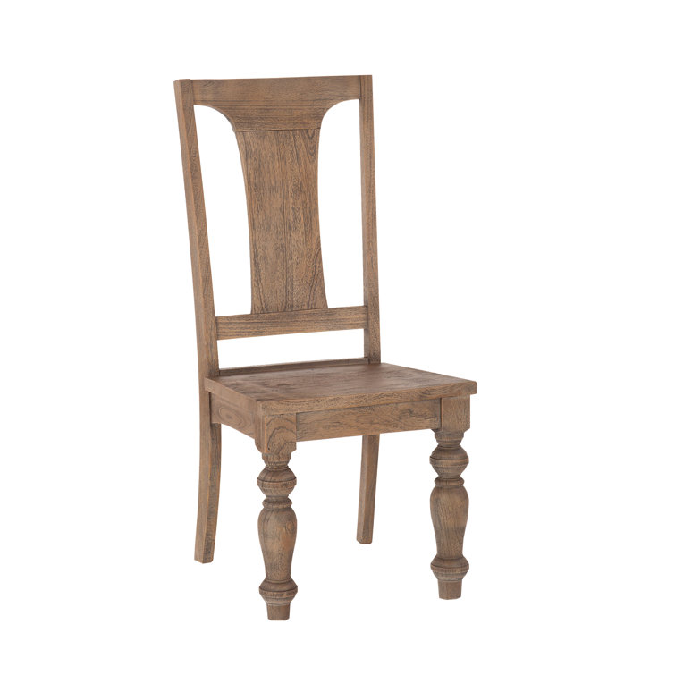 Weathered Teak Solid Wood Slat Back Side Chair