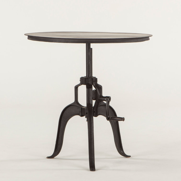 Artezia Adjustable Crank Iron Side Table with Round Top