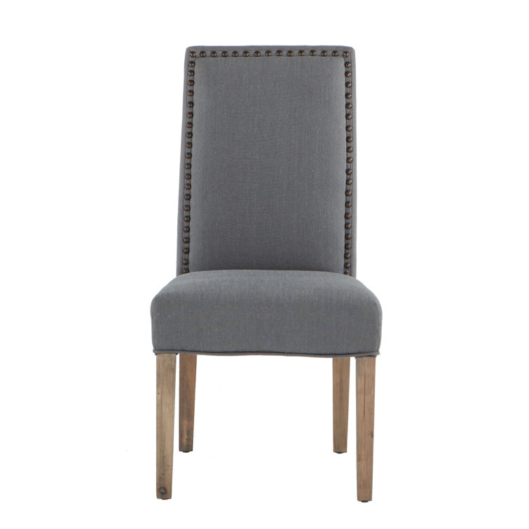 High Parsons Upholstered Linen Side Chair in Warm Gray