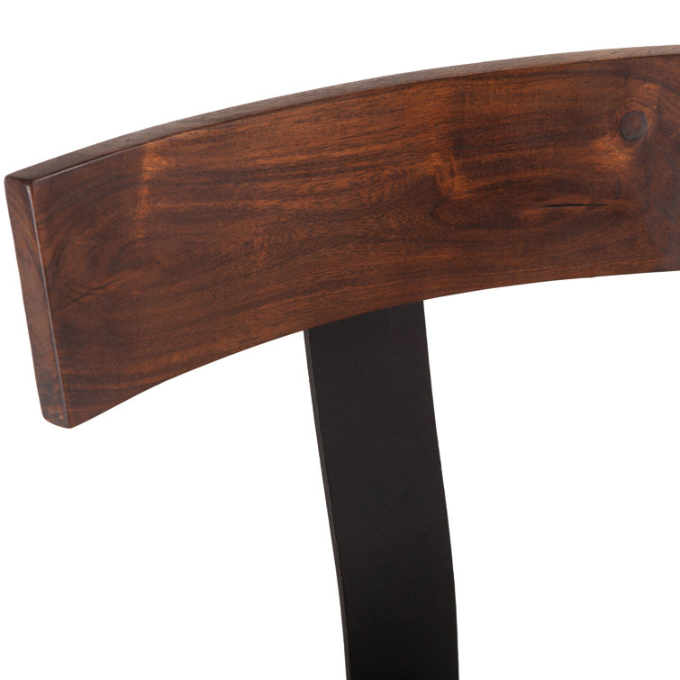 Adjustable Acacia Wood and Zinc Bar Stool with Swivel