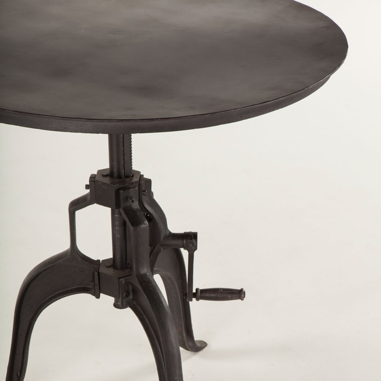 Artezia Adjustable Crank Iron Side Table with Round Top