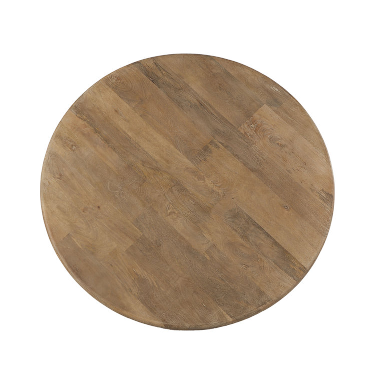 Candace 54" Reclaimed Mango Wood Round Dining Table in Antique Oak